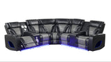 Robin Black Leather Power Reclining Sectional by New Era Innovations at Eve Furniture