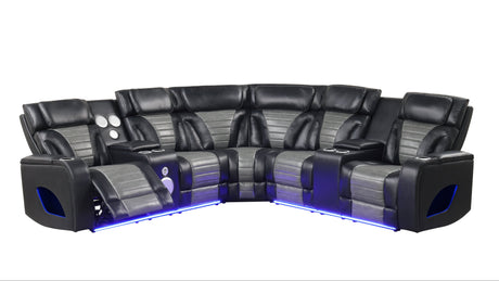 Robin Black Leather Power Reclining Sectional by New Era Innovations at Eve Furniture