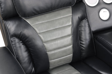 Robin Black Leather Power Reclining Sectional by New Era Innovations at Eve Furniture