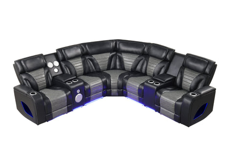 Robin Black Leather Power Reclining Sectional by New Era Innovations at Eve Furniture