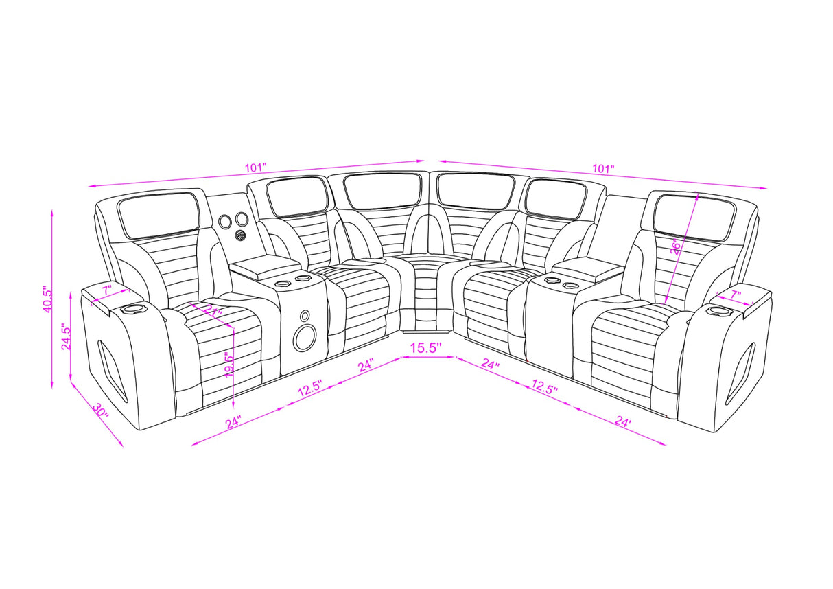Robin Black Leather Power Reclining Sectional by New Era Innovations at Eve Furniture