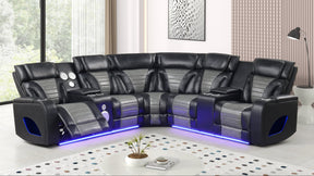 Robin Black Leather Power Reclining Sectional [Special Price] by New Era Innovations at Eve Furniture
