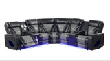 Robin Black Leather Power Reclining Sectional [Special Price] by New Era Innovations at Eve Furniture