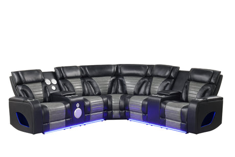 Robin Black Leather Power Reclining Sectional [Special Price] by New Era Innovations at Eve Furniture