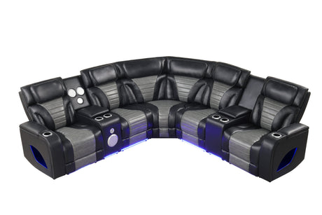 Robin Black Leather Power Reclining Sectional [Special Price] by New Era Innovations at Eve Furniture