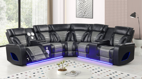 Robin Black Leather Power Reclining Sectional [Special Price] by New Era Innovations at Eve Furniture