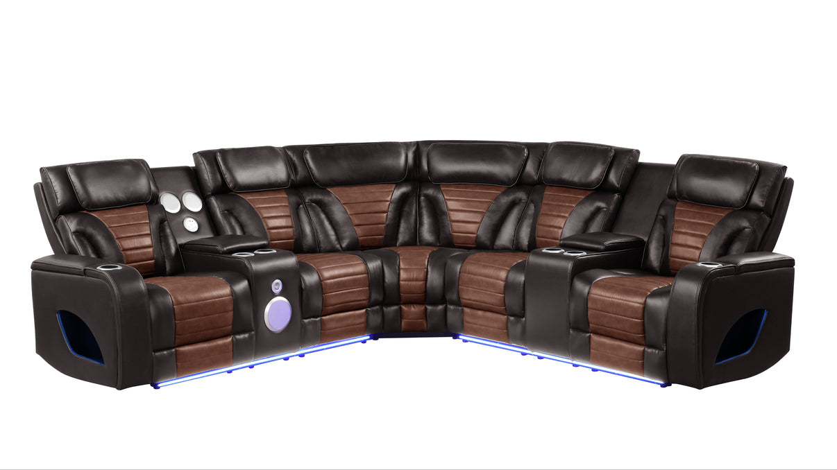 Robin Brown Leather Power Reclining Sectional [Special Price] by New Era Innovations at Eve Furniture