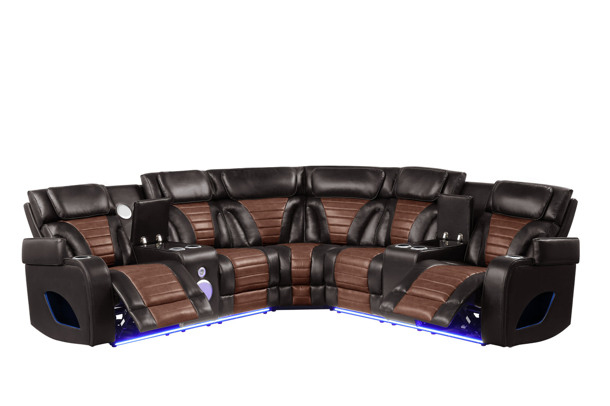 Robin Brown Leather Power Reclining Sectional [Special Price] by New Era Innovations at Eve Furniture