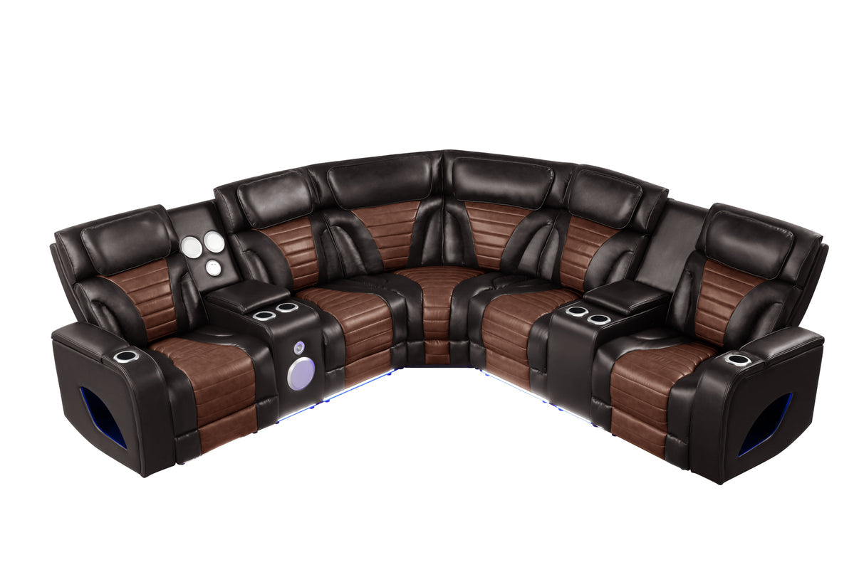Robin Brown Leather Power Reclining Sectional [Special Price] by New Era Innovations at Eve Furniture