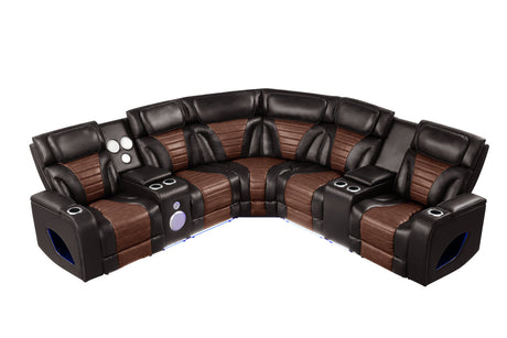 Robin Brown Leather Power Reclining Sectional [Special Price] by New Era Innovations at Eve Furniture
