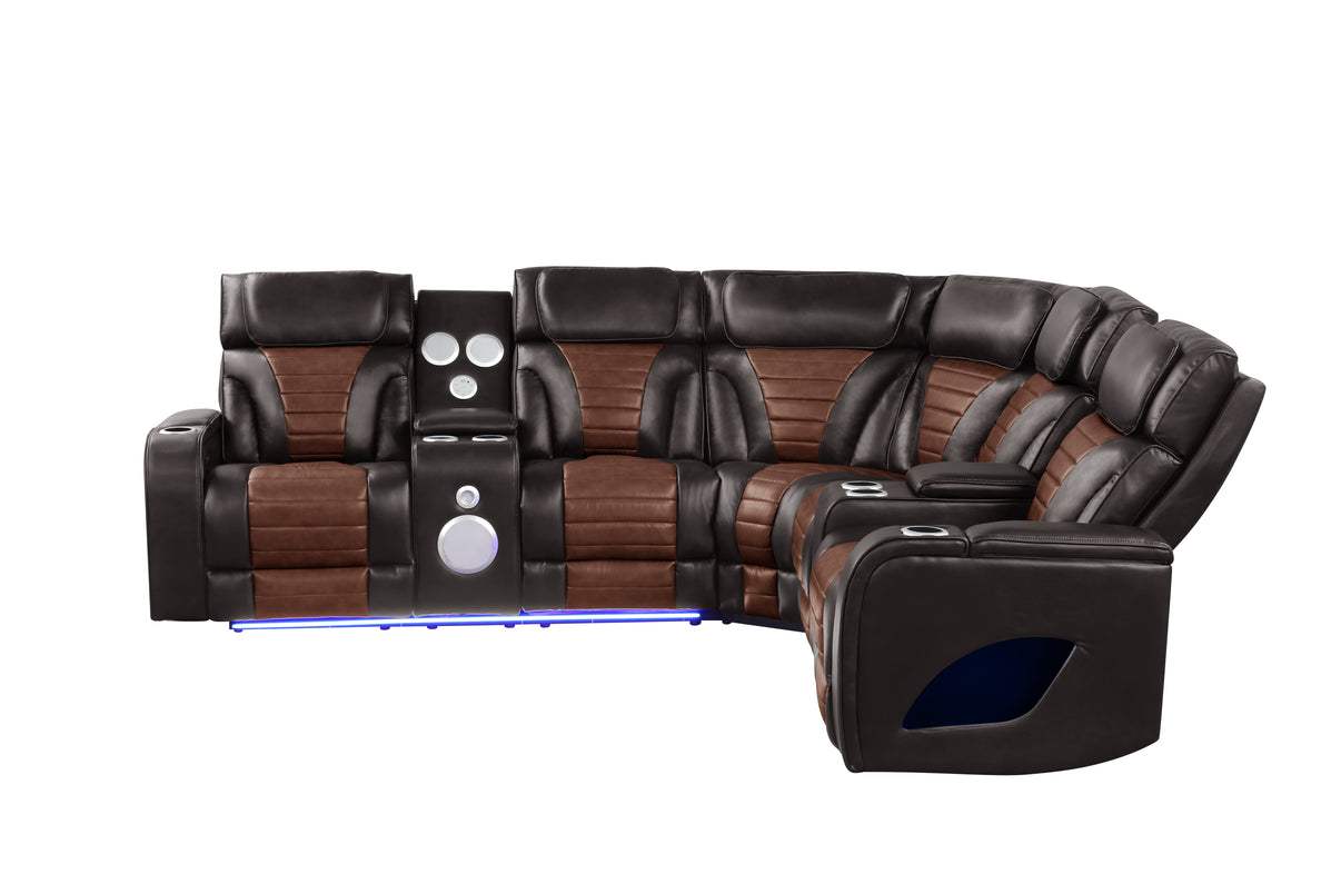 Robin Brown Leather Power Reclining Sectional [Special Price] by New Era Innovations at Eve Furniture