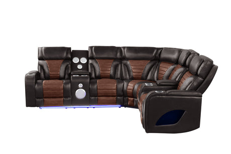 Robin Brown Leather Power Reclining Sectional [Special Price] by New Era Innovations at Eve Furniture