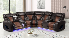 Robin Brown Leather Power Reclining Sectional [Special Price] by New Era Innovations at Eve Furniture