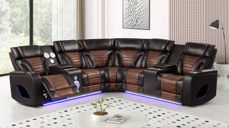 Robin Brown Leather Power Reclining Sectional [Special Price] by New Era Innovations at Eve Furniture