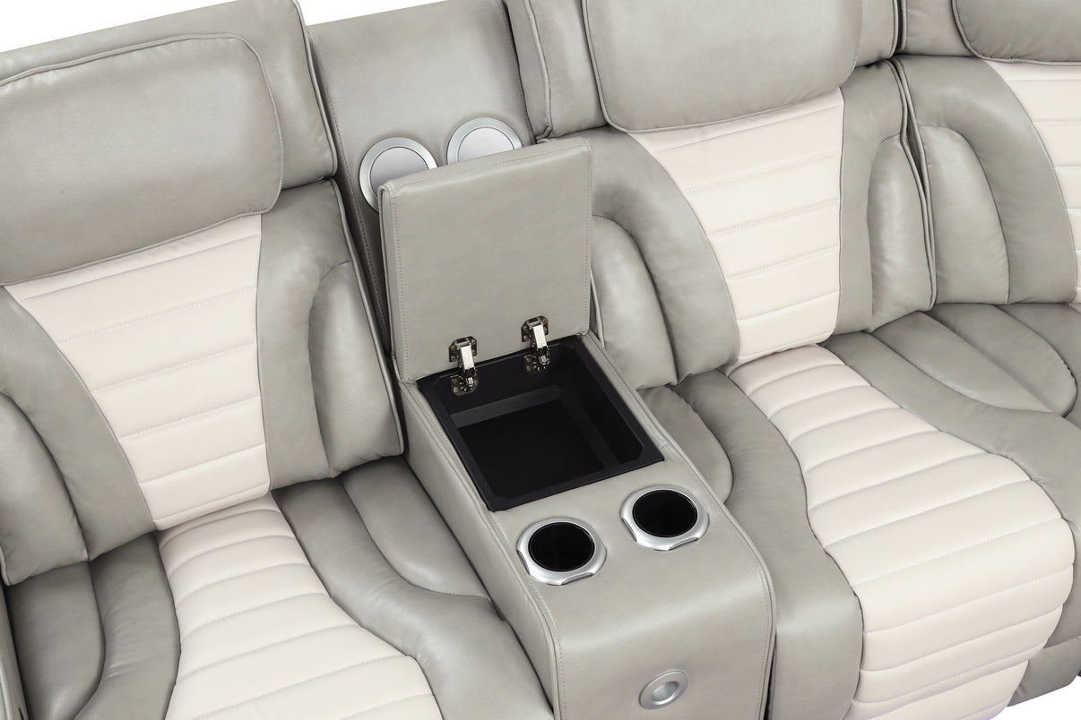 Robin Grey Leather Power Reclining Sectional by New Era Innovations at Eve Furniture