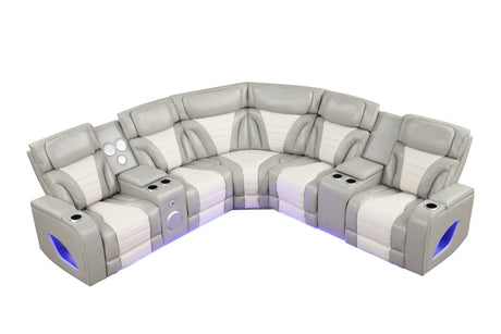 Robin Grey Leather Power Reclining Sectional by New Era Innovations at Eve Furniture