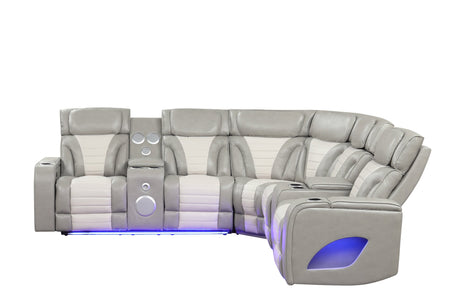 Robin Grey Leather Power Reclining Sectional by New Era Innovations at Eve Furniture