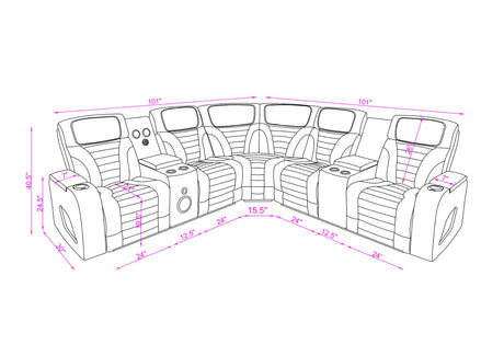 Robin Grey Leather Power Reclining Sectional by New Era Innovations at Eve Furniture