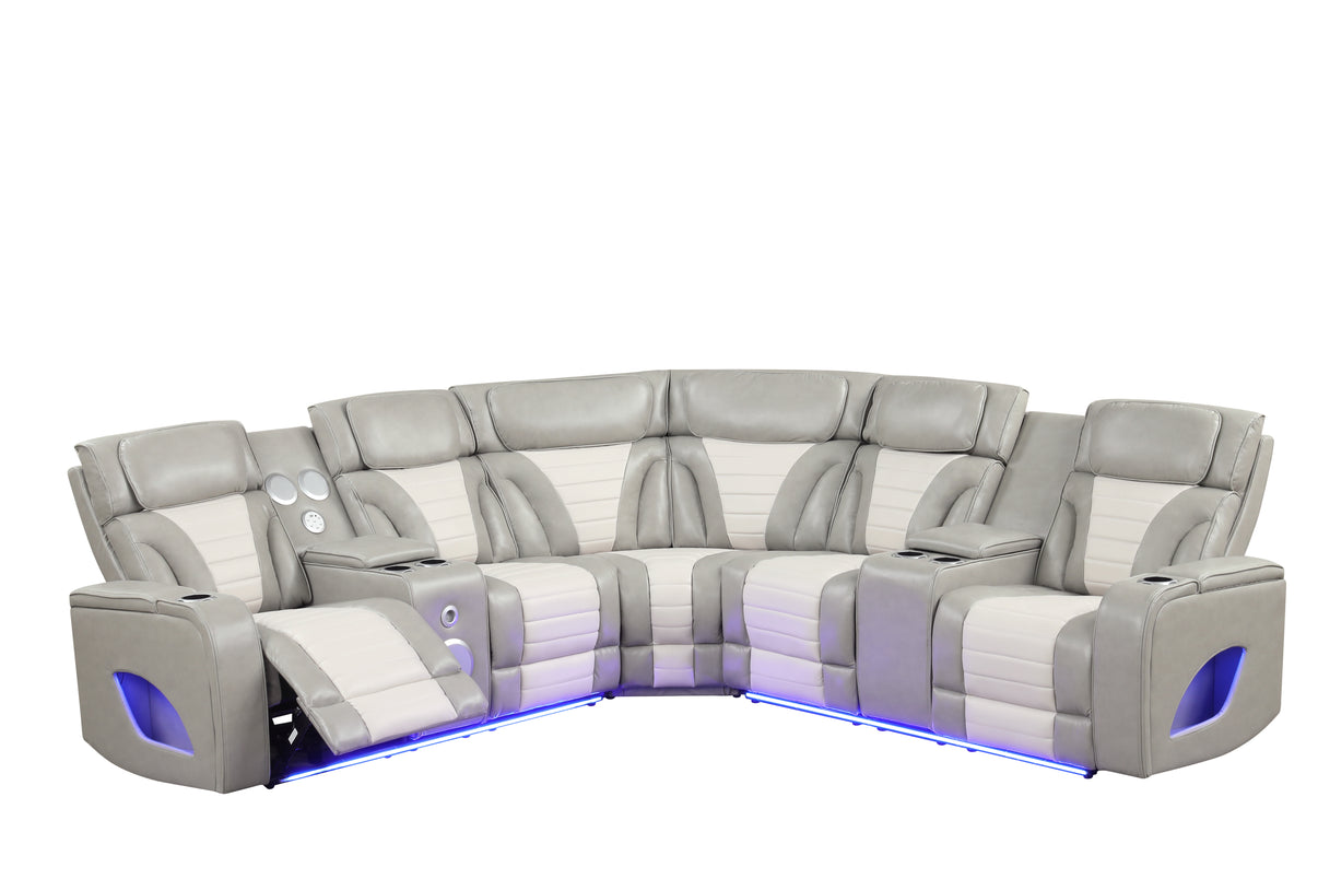 Robin Grey Leather Power Reclining Sectional [Special Price] by New Era Innovations at Eve Furniture