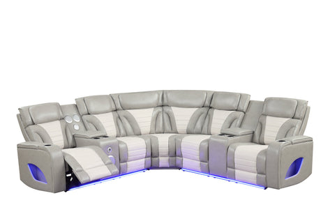 Robin Grey Leather Power Reclining Sectional [Special Price] by New Era Innovations at Eve Furniture