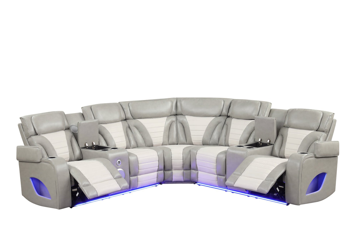Robin Grey Leather Power Reclining Sectional [Special Price] by New Era Innovations at Eve Furniture