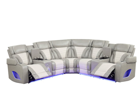 Robin Grey Leather Power Reclining Sectional [Special Price] by New Era Innovations at Eve Furniture