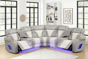 Robin Grey Leather Power Reclining Sectional [Special Price] by New Era Innovations at Eve Furniture