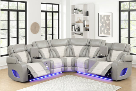 Robin Grey Leather Power Reclining Sectional [Special Price] by New Era Innovations at Eve Furniture