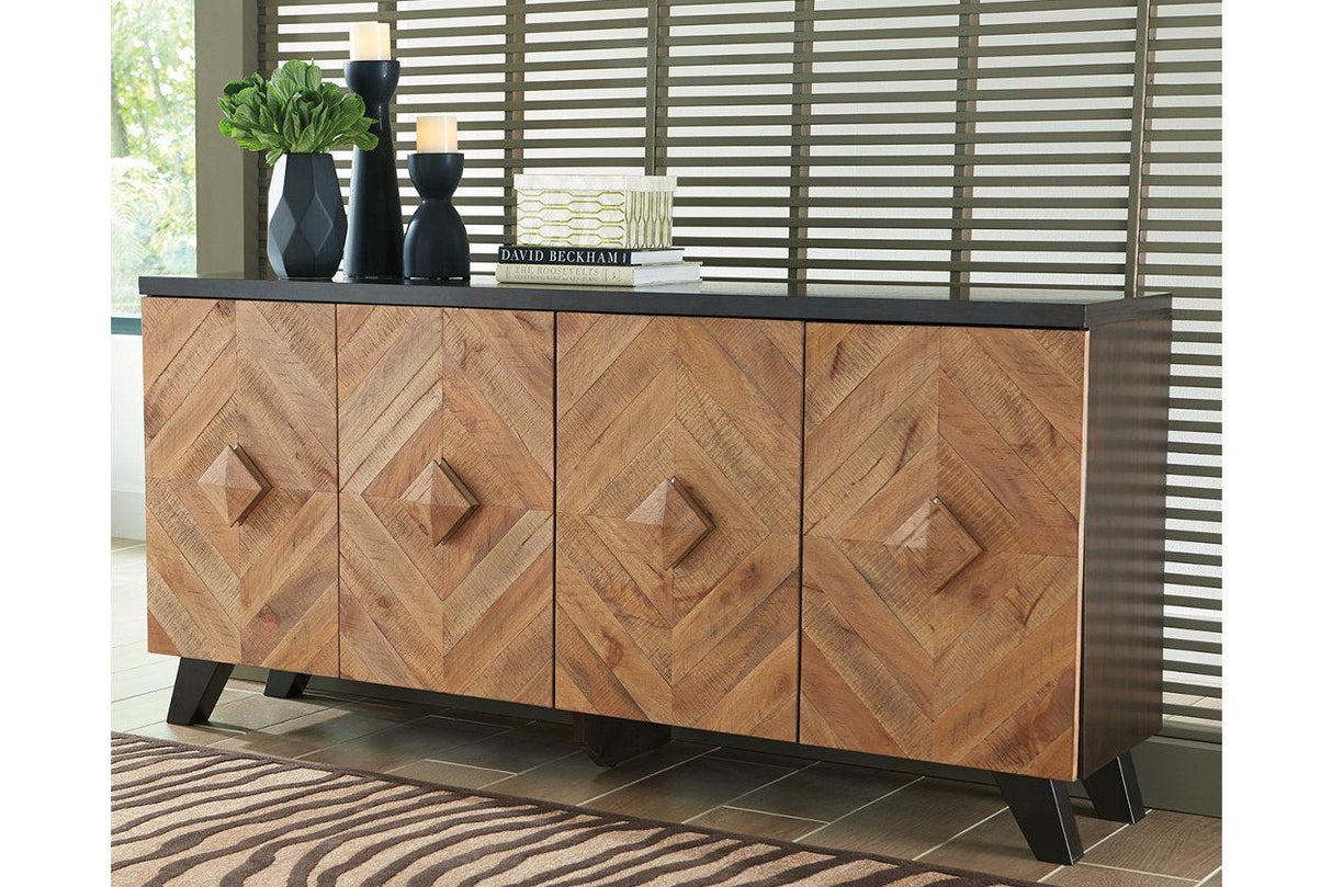 Robin Ridge Two-tone Brown Accent Cabinet by Ashley at Eve Furniture