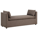 Robin Brown Upholstered Accent Bench with Raised Arms and Pillows