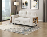 Robinson Beige Loveseat with Pull-out Bed, Shelves and Charging Ports by Homelegance at Eve Furniture