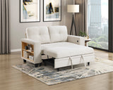 Robinson Beige Loveseat with Pull-out Bed, Shelves and Charging Ports by Homelegance at Eve Furniture