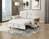 Robinson Beige Loveseat with Pull-out Bed, Shelves and Charging Ports by Homelegance at Eve Furniture