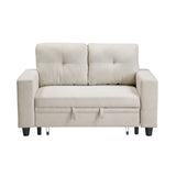 Robinson Beige Loveseat with Pull-out Bed, Shelves and Charging Ports by Homelegance at Eve Furniture