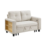 Robinson Beige Loveseat with Pull-out Bed, Shelves and Charging Ports by Homelegance at Eve Furniture