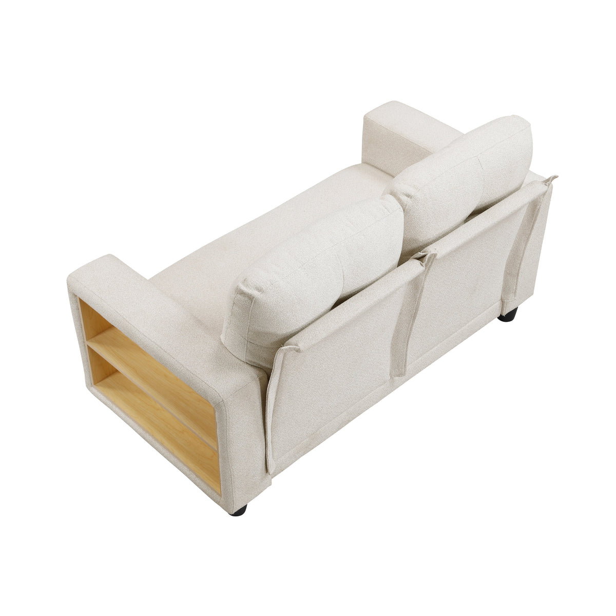 Robinson Beige Loveseat with Pull-out Bed, Shelves and Charging Ports by Homelegance at Eve Furniture