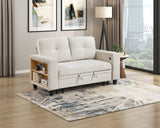 Robinson Beige Loveseat with Pull-out Bed, Shelves and Charging Ports by Homelegance at Eve Furniture