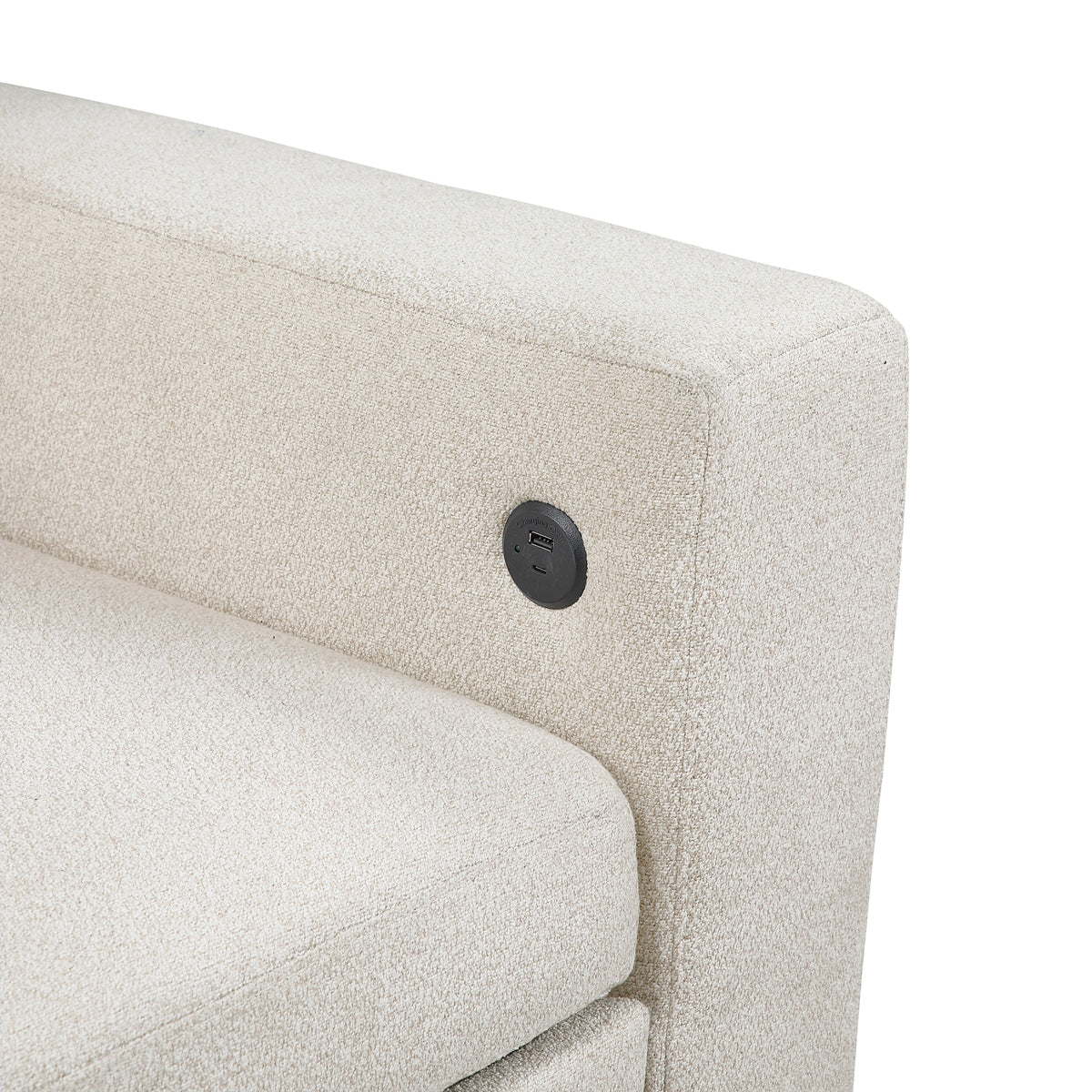 Robinson Beige Sectional with Reversible Chaise, Pull-out Bed, Shelves and Charging Ports by Homelegance at Eve Furniture