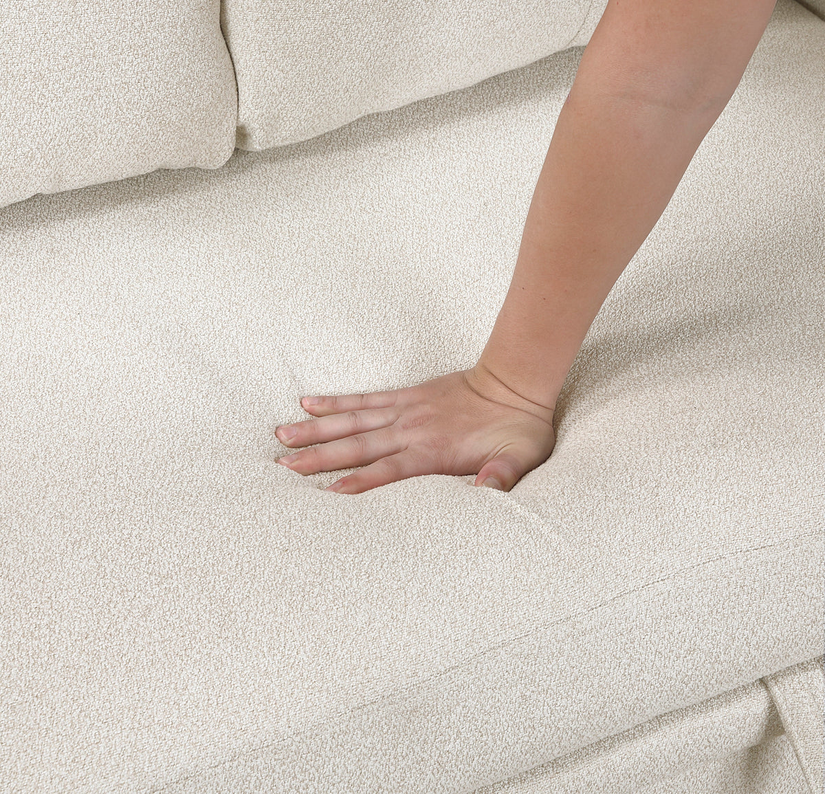 Robinson Beige Sectional with Reversible Chaise, Pull-out Bed, Shelves and Charging Ports by Homelegance at Eve Furniture