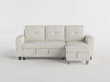 Robinson Beige Sectional with Reversible Chaise, Pull-out Bed, Shelves and Charging Ports by Homelegance at Eve Furniture