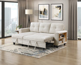 Robinson Beige Sectional with Reversible Chaise, Pull-out Bed, Shelves and Charging Ports by Homelegance at Eve Furniture