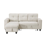 Robinson Beige Sectional with Reversible Chaise, Pull-out Bed, Shelves and Charging Ports by Homelegance at Eve Furniture