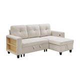 Robinson Beige Sectional with Reversible Chaise, Pull-out Bed, Shelves and Charging Ports by Homelegance at Eve Furniture