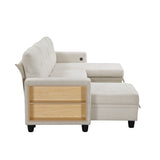 Robinson Beige Sectional with Two Chaises, Pull-out Bed, Shelves and Charging Ports by Homelegance at Eve Furniture