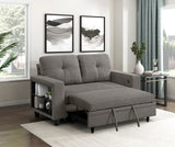 Robinson Dark Brown Loveseat with Pull-out Bed, Shelves and Charging Ports by Homelegance at Eve Furniture