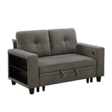 Robinson Dark Brown Loveseat with Pull-out Bed, Shelves and Charging Ports by Homelegance at Eve Furniture