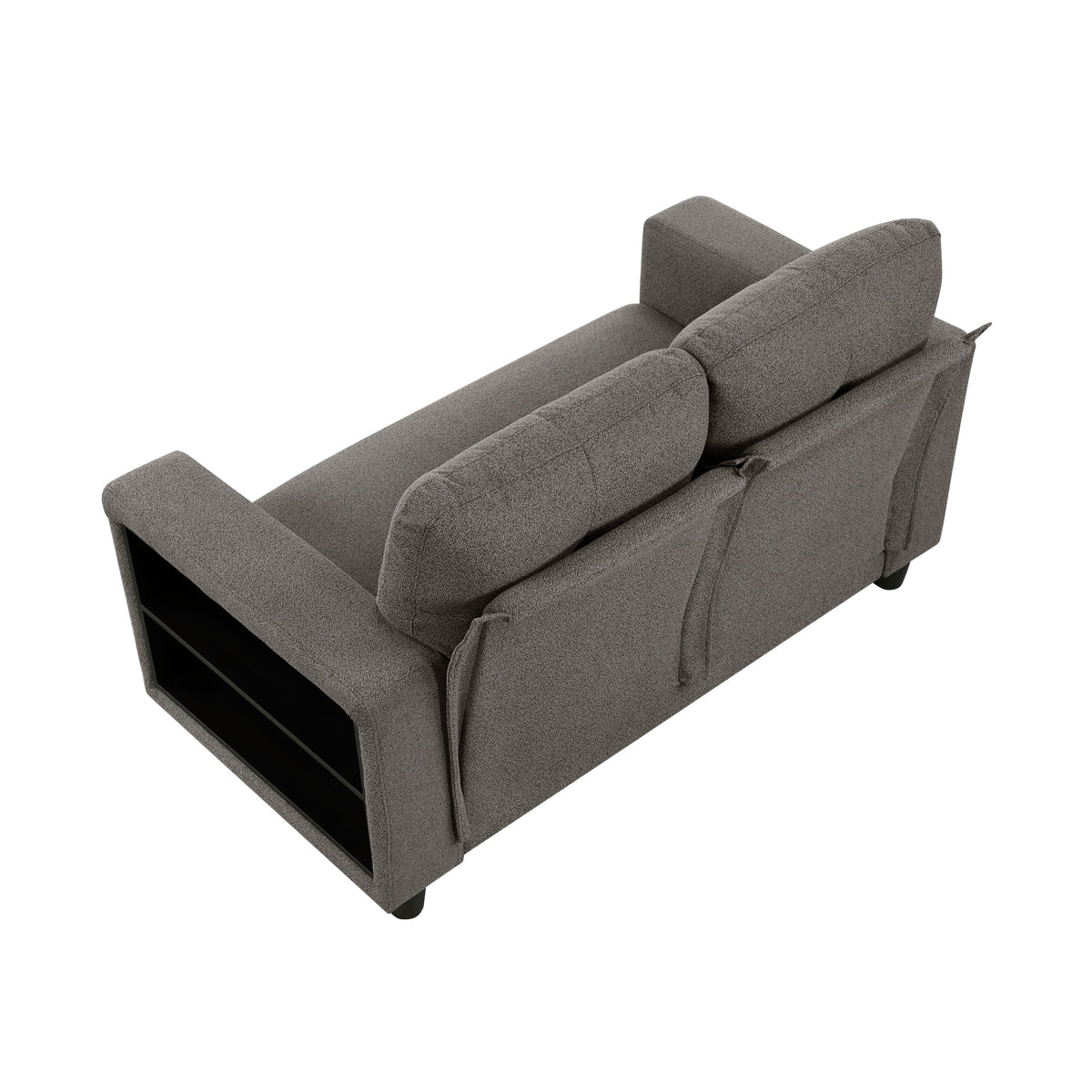 Robinson Dark Brown Loveseat with Pull-out Bed, Shelves and Charging Ports by Homelegance at Eve Furniture