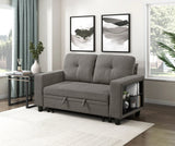 Robinson Dark Brown Loveseat with Pull-out Bed, Shelves and Charging Ports by Homelegance at Eve Furniture