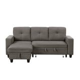 Robinson Dark Brown Sectional with Reversible Chaise, Pull-out Bed, Shelves and Charging Ports by Homelegance at Eve Furniture
