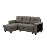 Robinson Dark Brown Sectional with Reversible Chaise, Pull-out Bed, Shelves and Charging Ports by Homelegance at Eve Furniture